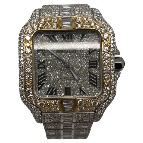 cartier santos iced out fake|iced out watches real diamonds.